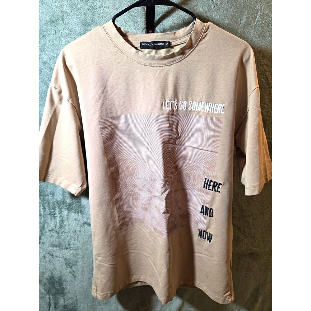 Brooklyn Laundry Men's Small Graphic T-Shirt Better Days Ahead Beige Oversized T
